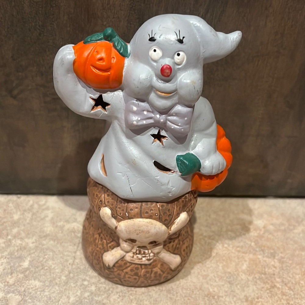Vintage ghost pumpkin tea light holder